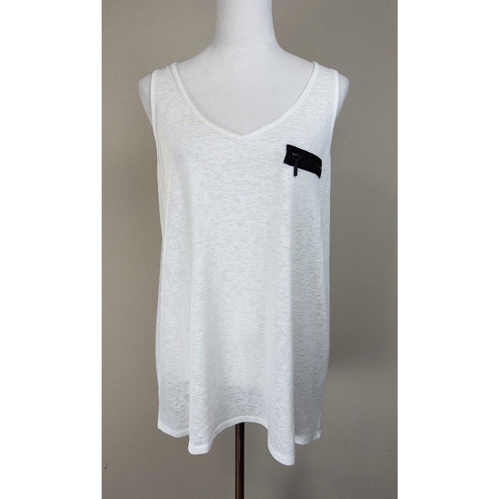 Lane Bryant Tank Top White Linen Blend 18/20‎ Beach Summer Lightweight